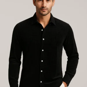 Black Premium Textured Shirt - Cotton Men's Formal Wear