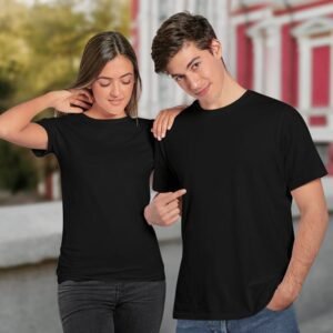 Black Cotton T-Shirt Combo Pack | Unisex Couple Friendly | Soft Regular Fit